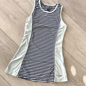 Nike DRI FIT stripped light blue workout top